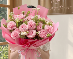 Bó hoa tươi quà tặng tone hồng xinh iu A5