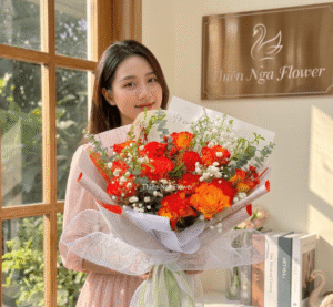 Tình yêu nồng nàn- Bó hoa tươi quà tặng tone cam
