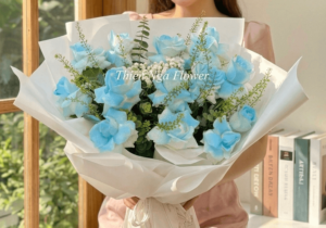 Tình em là đại dương xanh-Bó hoa tươi quà tặng tone xanh dương