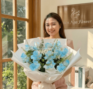 Tình em là đại dương xanh-Bó hoa tươi quà tặng tone xanh dương