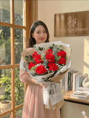 Bó hồng đỏ tình yêu rực cháy